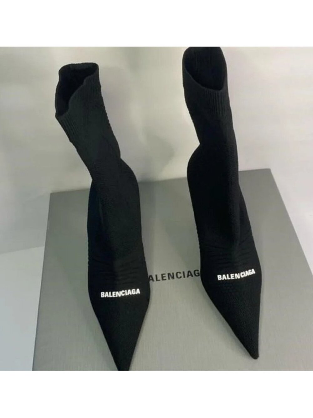 New Authentic Balenciaga Women's Knife 20 Knit High Heel Booties - Picture 7 of 14